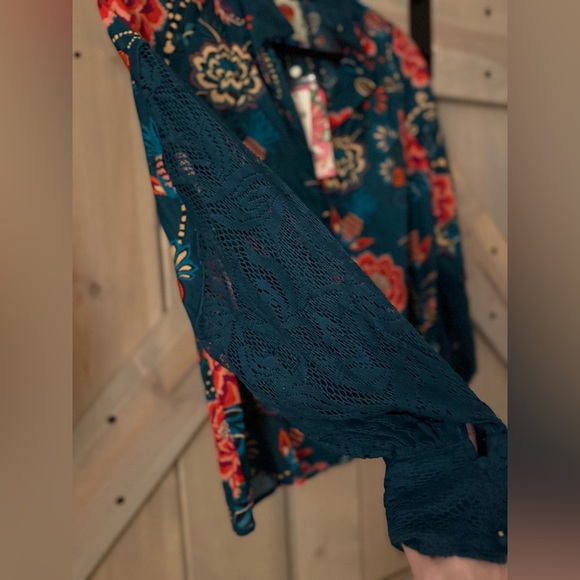 NWT Farm Rio Long Sleeve High Neck Peasant Blouse - Picture 6 of 8